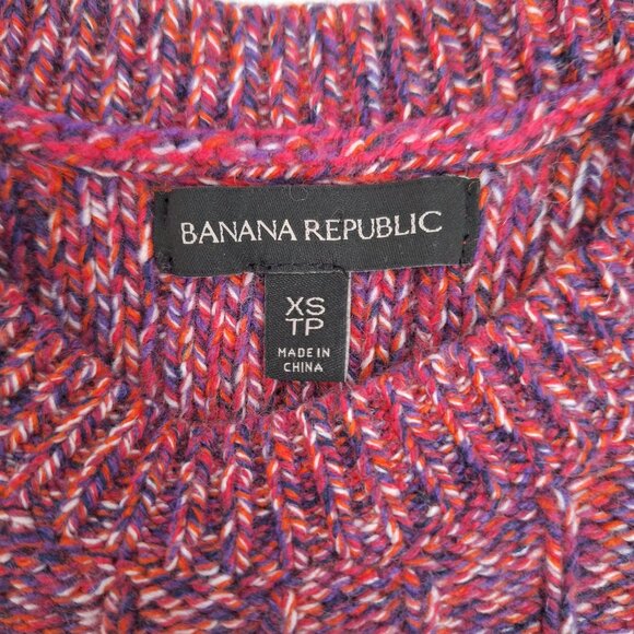 Banana Republic Marled Pink and Purple Knit Crew Neck Sweater - Picture 6 of 7